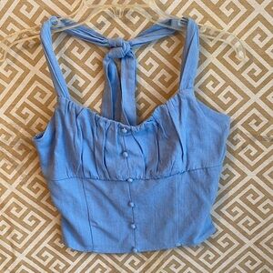 ❤️Sienna Sky Light Blue Buttoned Crop Top
